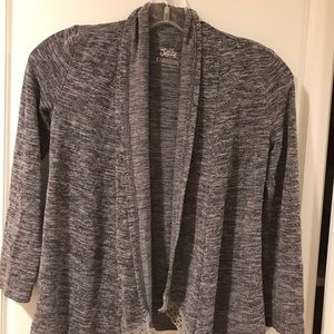 Girls lightweight open sweater with lace on bottom